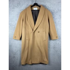 Vintage International Scene Coat Womens 11/12 Camel Wool Shawl Collar Lined 80s